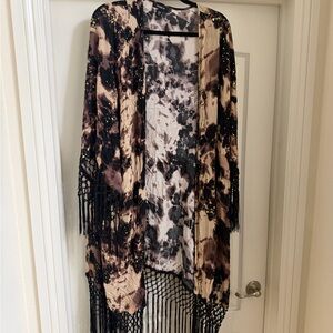 Torrid Black and Brown Tie-Dye Kimono
